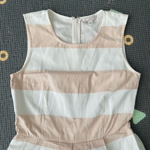 Gap Nude peachy Pink & white striped fit & flare summer dress size 0 - Picture 2 of 15